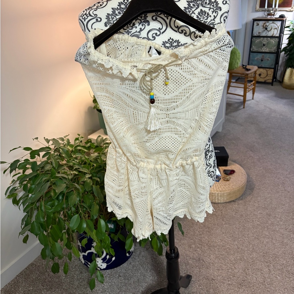 VENUS - Cream Crochet Swim Coverup